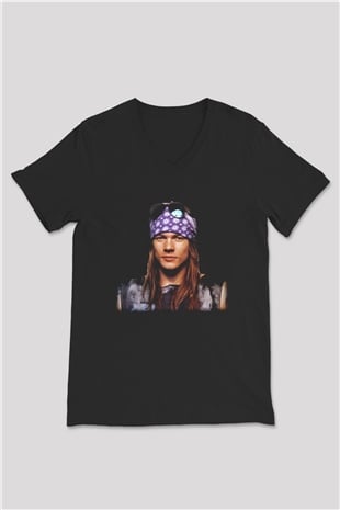 Axl Rose Siyah Unisex V Yaka Tişört T-Shirt