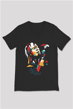 Axl Rose Siyah Unisex V Yaka Tişört T-Shirt