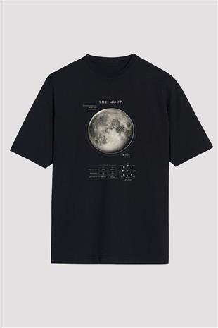 Ay Fiziksel Özellikleri Baskılı Unisex Oversize Tişört - Tshirt