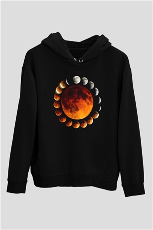 Ay Siyah Unisex Kapüşonlu Sweatshirt