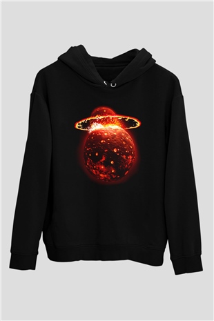 Ay Siyah Unisex Kapüşonlu Sweatshirt