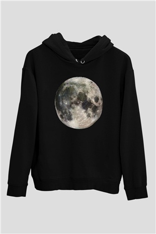 Ay Siyah Unisex Kapüşonlu Sweatshirt