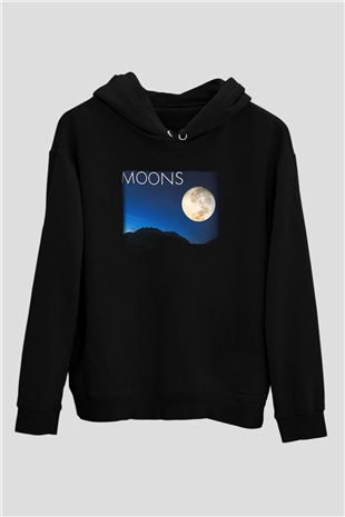 Ay Siyah Unisex Kapüşonlu Sweatshirt