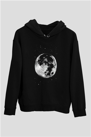 Ay Siyah Unisex Kapüşonlu Sweatshirt