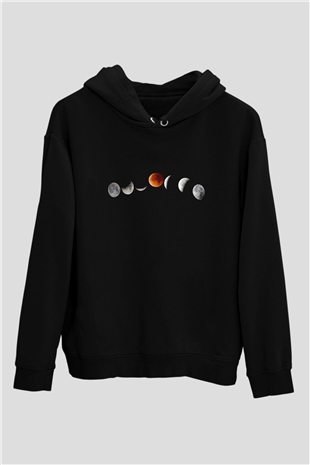 Ay Siyah Unisex Kapüşonlu Sweatshirt