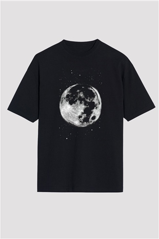 Ay Siyah Unisex Oversize Tişört T-Shirt