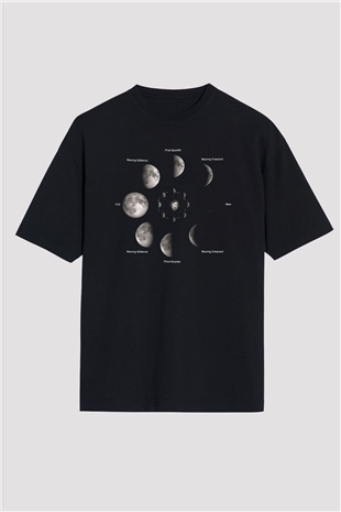 Ay Siyah Unisex Oversize Tişört T-Shirt