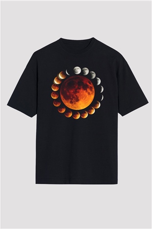 Ay Siyah Unisex Oversize Tişört T-Shirt