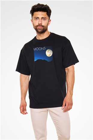 Ay Siyah Unisex Oversize Tişört T-Shirt
