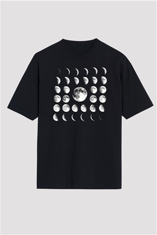 Ay Siyah Unisex Oversize Tişört T-Shirt
