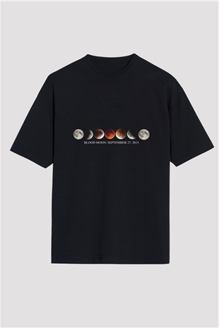 Ay Siyah Unisex Oversize Tişört T-Shirt