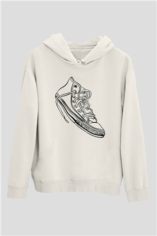 Ayakkabıcı Beyaz Unisex Kapüşonlu Sweatshirt