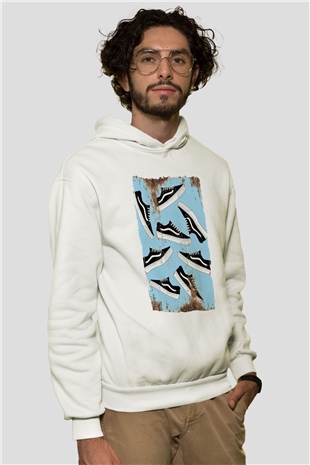 Ayakkabıcı Beyaz Unisex Kapüşonlu Sweatshirt