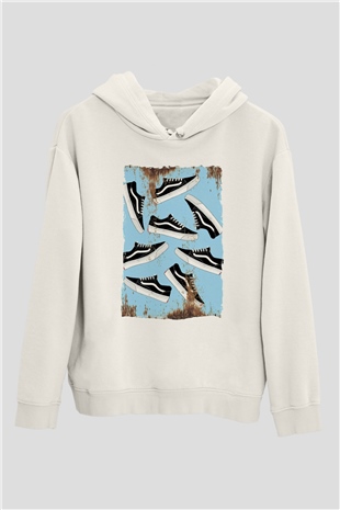 Ayakkabıcı Beyaz Unisex Kapüşonlu Sweatshirt