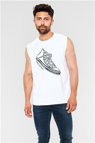 Ayakkabıcı Beyaz Unisex Kolsuz Tişört
