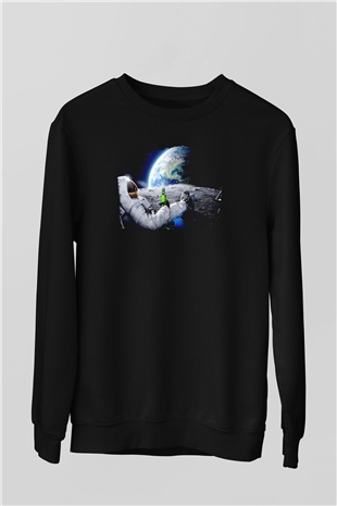 Ayda Bira Keyfi Baskılı Unisex Siyah  Sweatshirt