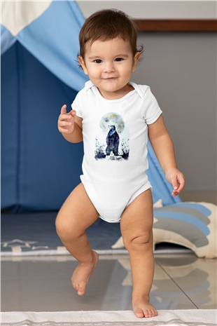 Ayı Baskılı Beyaz Unisex Bebek Body - Zıbın