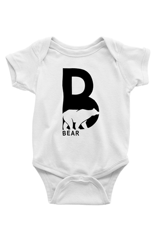 Ayı Baskılı Beyaz Unisex Bebek Body - Zıbın