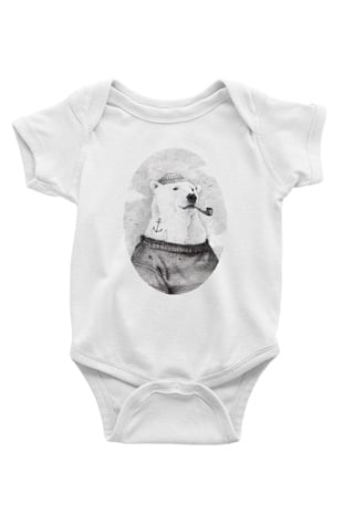 Ayı Beyaz Bebek Body - Zıbın