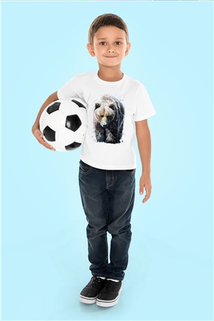 Ayı Beyaz Unisex Çocuk Tişört