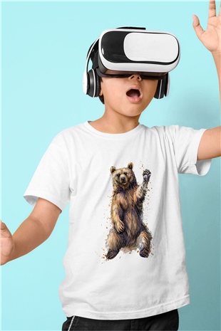 Ayı Beyaz Unisex Çocuk Tişört