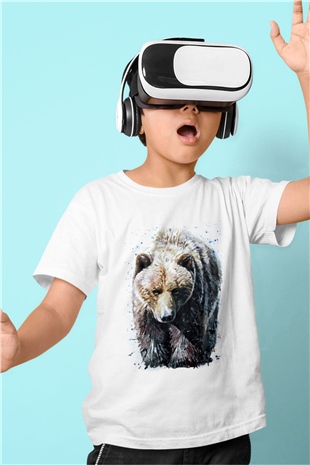 Ayı Beyaz Unisex Çocuk Tişört
