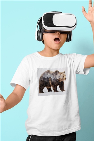 Ayı Beyaz Unisex Çocuk Tişört