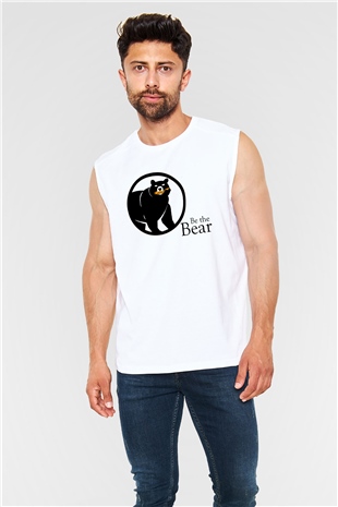 Ayı Beyaz Unisex Kolsuz Tişört