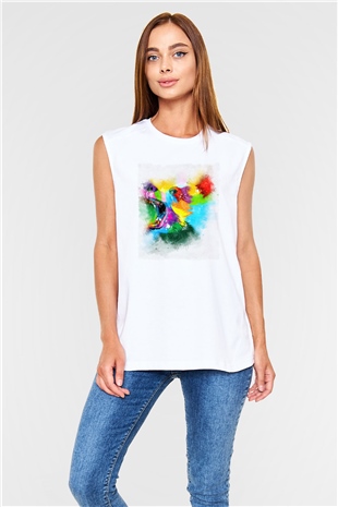 Ayı Beyaz Unisex Kolsuz Tişört