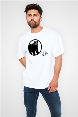 Ayı Beyaz Unisex Oversize Tişört T-Shirt