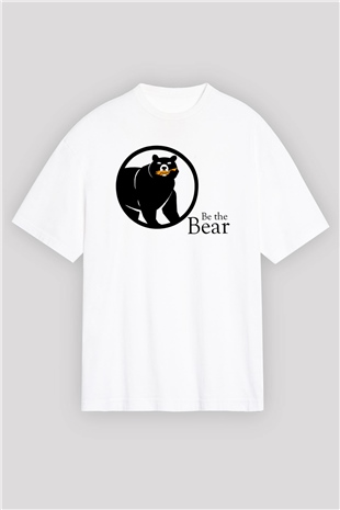 Ayı Beyaz Unisex Oversize Tişört T-Shirt