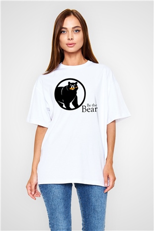 Ayı Beyaz Unisex Oversize Tişört T-Shirt