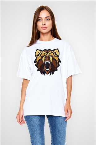 Ayı Beyaz Unisex Oversize Tişört T-Shirt