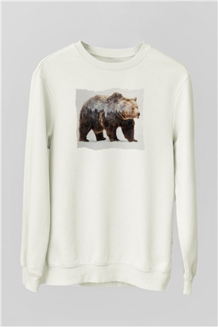 Ayı Beyaz Unisex Sweatshirt