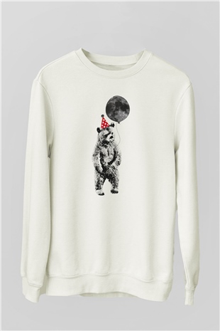 Ayı Beyaz Unisex Sweatshirt