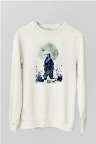 Ayı Beyaz Unisex Sweatshirt