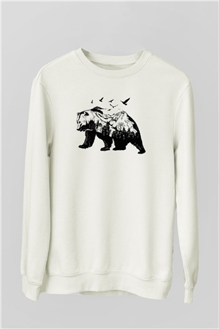 Ayı Beyaz Unisex Sweatshirt