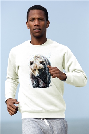 Ayı Beyaz Unisex Sweatshirt