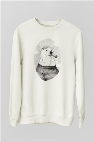 Ayı Beyaz Unisex Sweatshirt