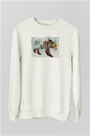 Ayı Beyaz Unisex Sweatshirt