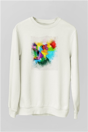 Ayı Beyaz Unisex Sweatshirt