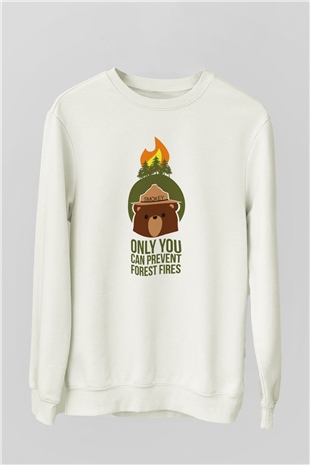 Ayı Beyaz Unisex Sweatshirt