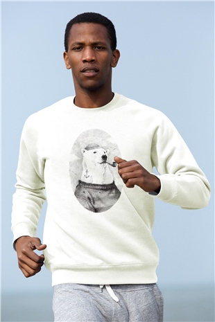 Ayı Beyaz Unisex Sweatshirt