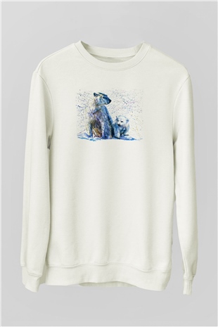 Ayı Beyaz Unisex Sweatshirt