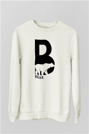Ayı Beyaz Unisex Sweatshirt