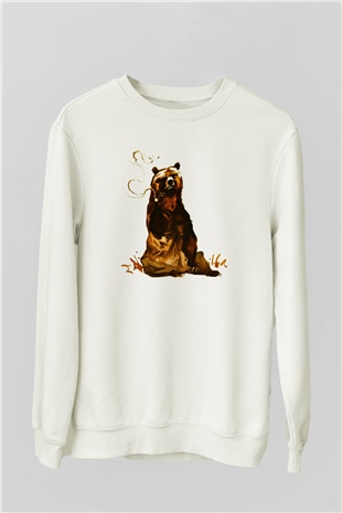 Ayı Beyaz Unisex Sweatshirt