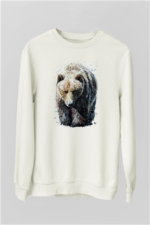 Ayı Beyaz Unisex Sweatshirt