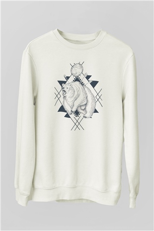 Ayı Beyaz Unisex Sweatshirt