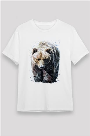 Ayı Beyaz Unisex Tişört T-Shirt - TişörtFabrikası