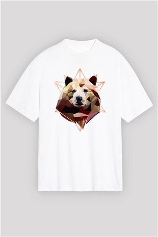 Ayı Beyaz Oversize Tişört Oversize T-shirt - TişörtFabrikası